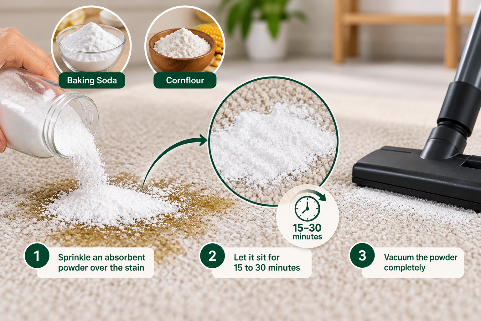 Cover the Area with an Absorbent Powder